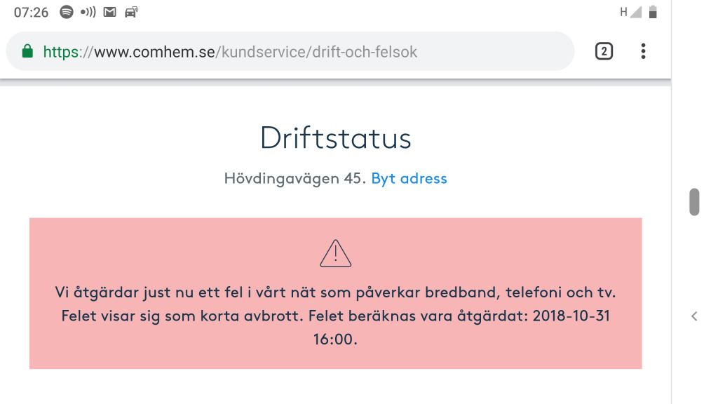com hem driftstörningar